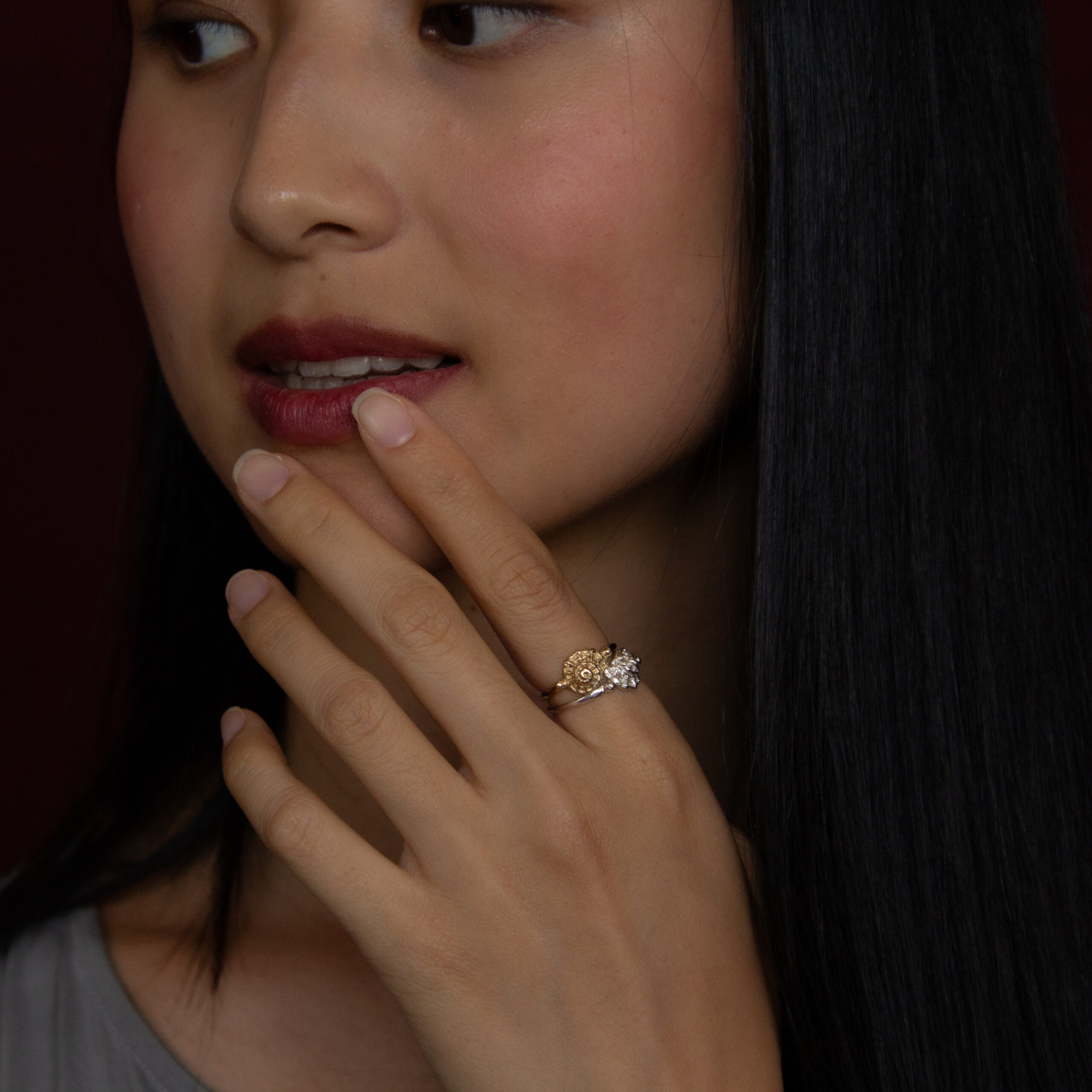 Spiral shell ring in silver