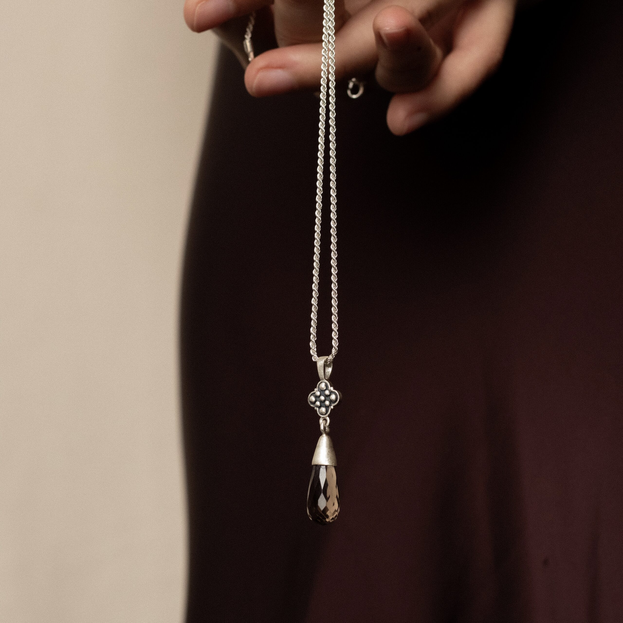 Fiora necklace with smokey quartz drop Fiora necklace with smokey quartz drop