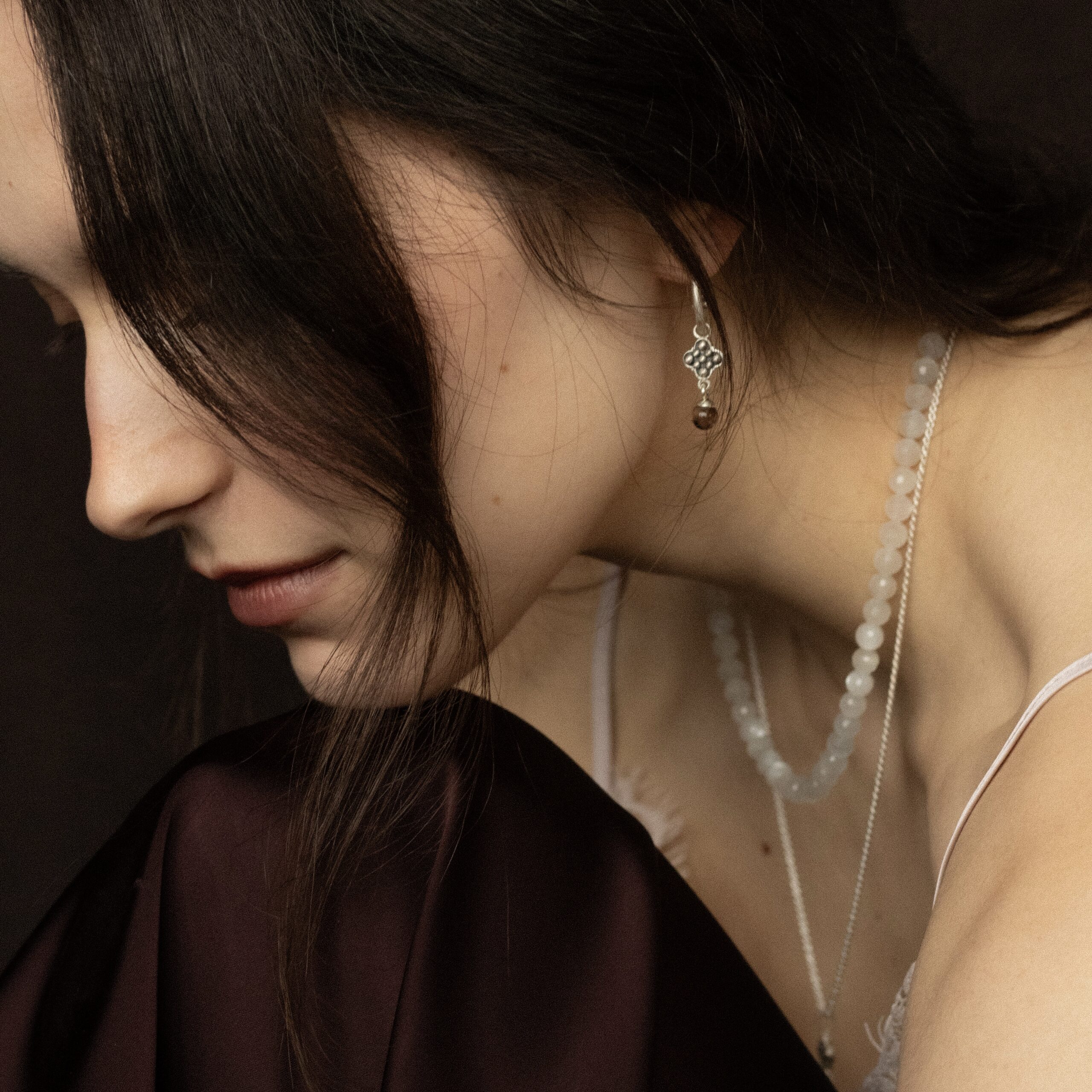 Clover with smokey quartz bead Clover with smokey quartz bead