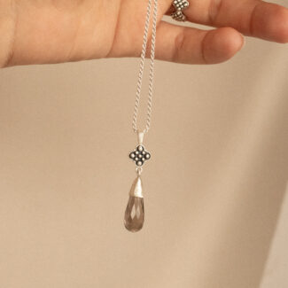 Fiora necklace with smokey quartz drop
